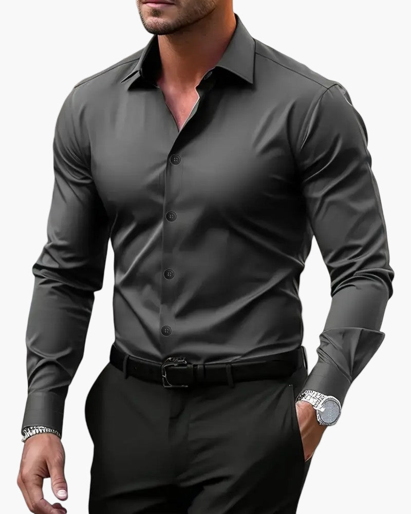 Men's Long Sleeve Office Shirt | Classic Collar Business Casual Button Down for Work and Meetings | Professional Fit