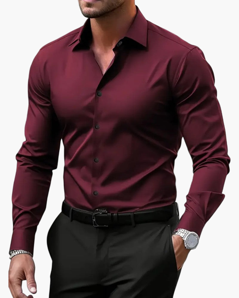 Men's Slim Fit Long Sleeve Shirt - Business Casual Button Down - Wrinkle-Resistant Tailored Work Shirt for Everyday Wear