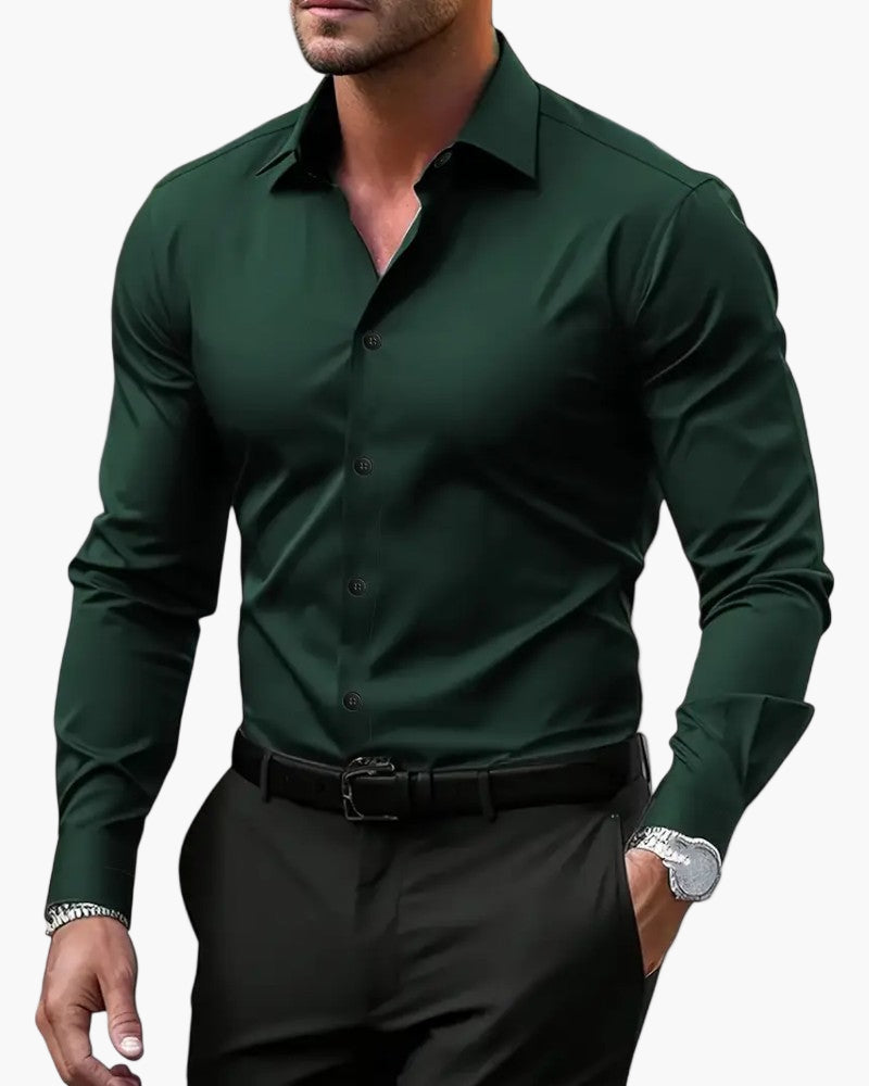 Men's Long Sleeve Office Shirt | Classic Collar Business Casual Button Down for Work and Meetings | Professional Fit