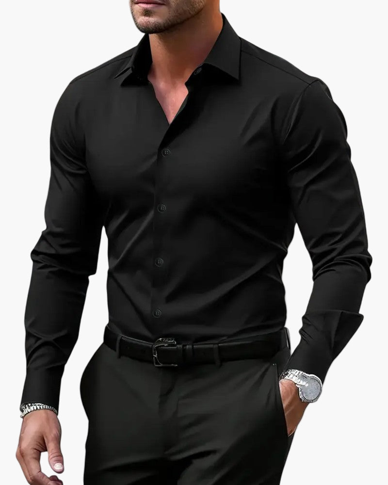 Men's Slim Fit Long Sleeve Shirt - Business Casual Button Down - Wrinkle-Resistant Tailored Work Shirt for Everyday Wear