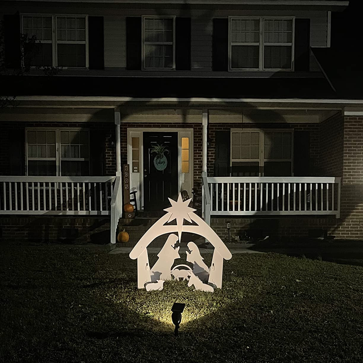 Kültéri karácsonyi Születés jelenet sziluett megjelenítése