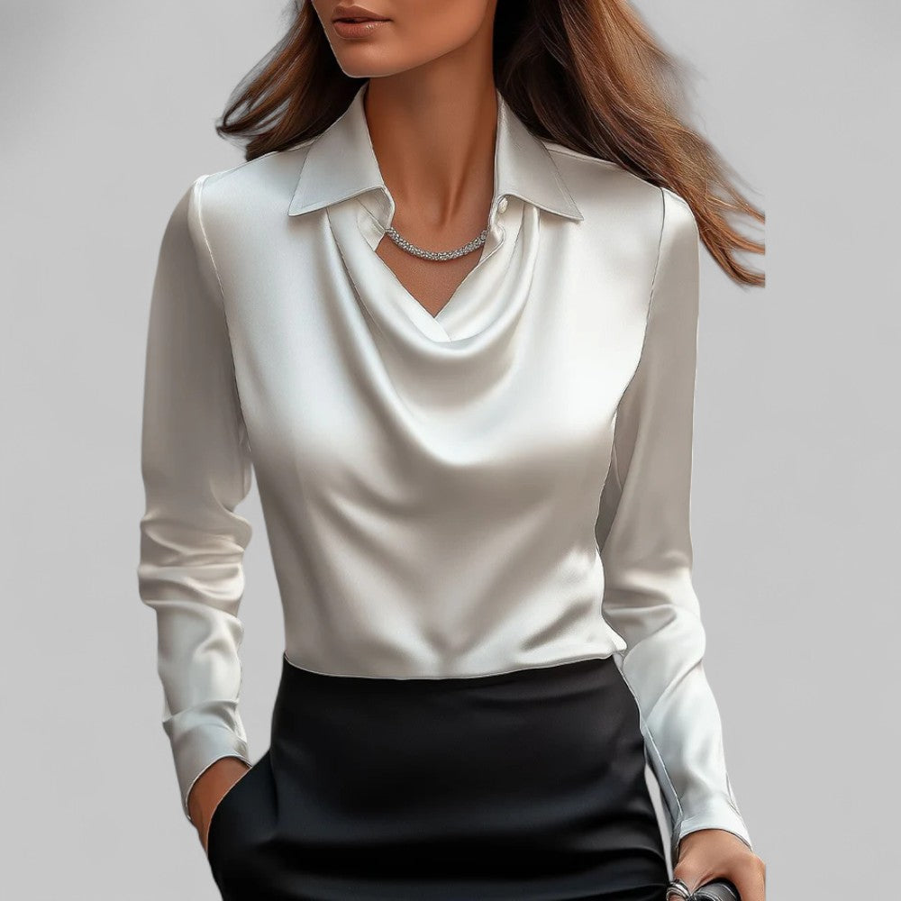 Long Sleeve Collared Blouse for Women - Image 1