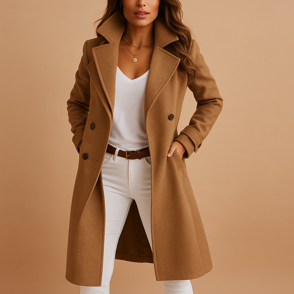 Double-Breasted Long Coat for Women - Image 2
