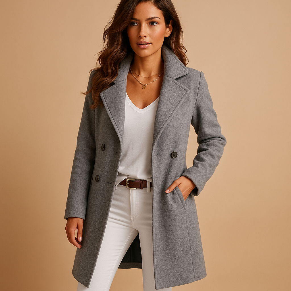 Double-Breasted Long Coat for Women - Image 1