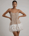 Women's Sequin Tulle Fairycore Mini Dress | Feather Tassel Hem