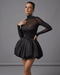 Mini-robe élégante et ajustée pour femme, en maille, à ourlet bouffant, style mondain