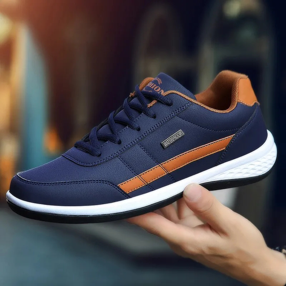 Men's Orthopedic Leather Sneakers | Supportive Walking Shoes with Breathable Lining and Lace-Up Closure for Daily Comfort