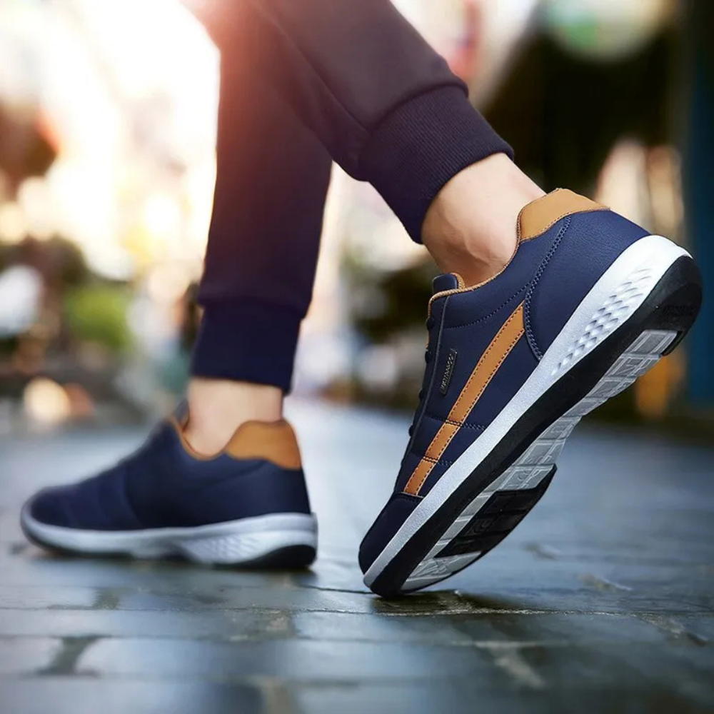 Men's Orthopedic Leather Sneakers | Supportive Walking Shoes with Breathable Lining and Lace-Up Closure for Daily Comfort