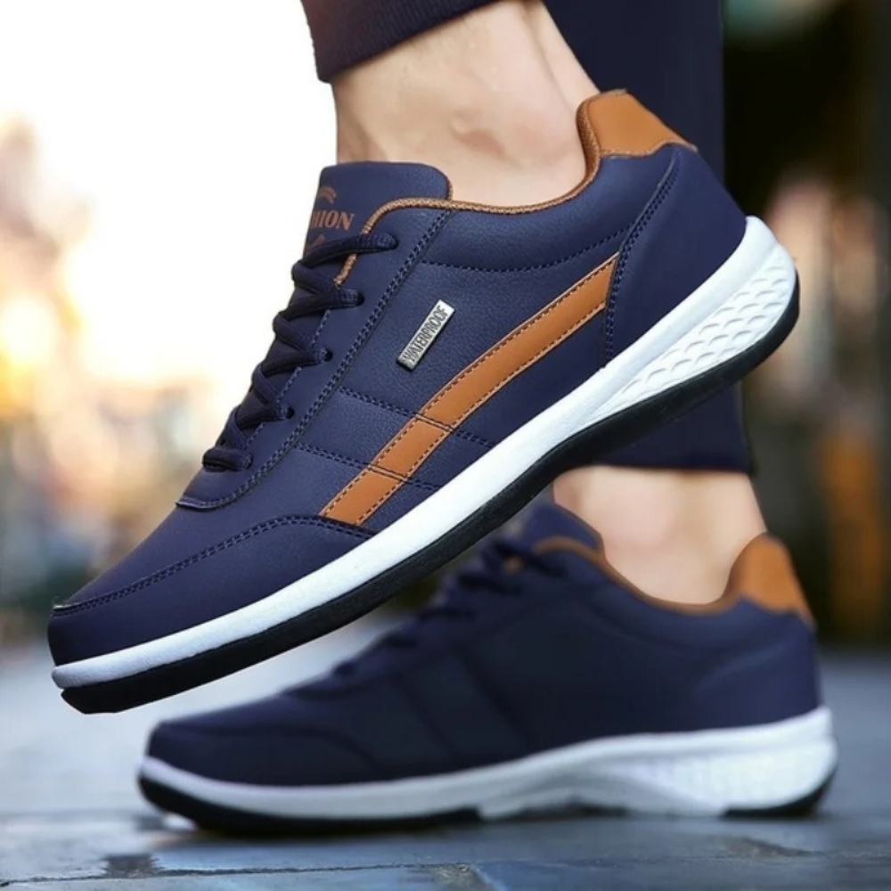 Men's Orthopedic Leather Sneakers | Supportive Walking Shoes with Breathable Lining and Lace-Up Closure for Daily Comfort