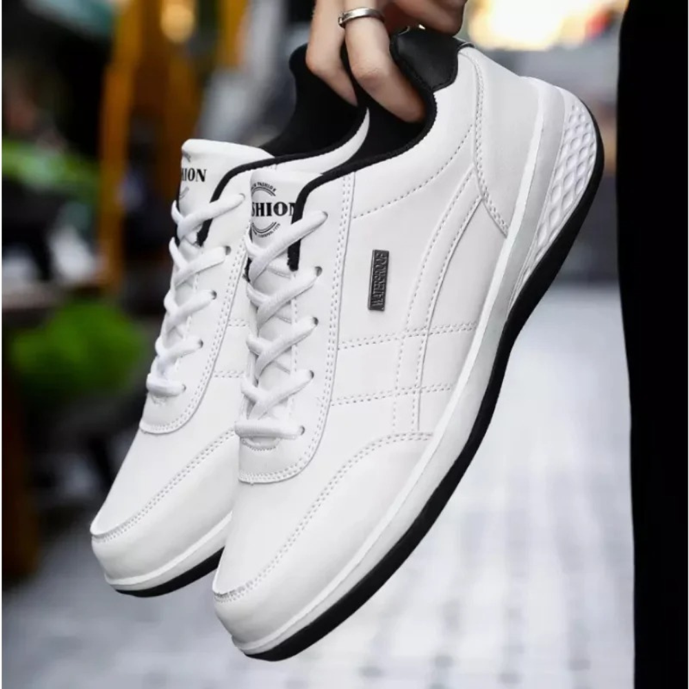 Men's Orthopedic Leather Sneakers | Supportive Walking Shoes with Breathable Lining and Lace-Up Closure for Daily Comfort