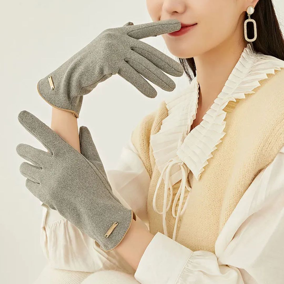 Guantes clásicos de ante con forro de cachemira