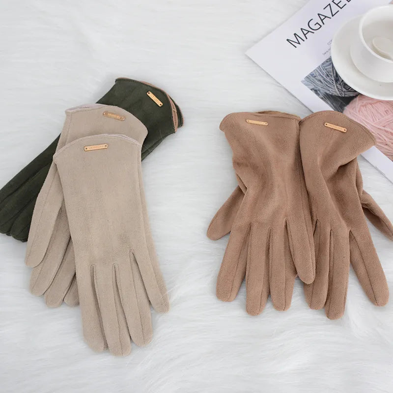 Guantes clásicos de ante con forro de cachemira
