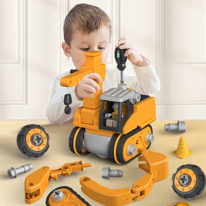 Set de construcción educativo de vehículos | Juguete STEM desmontable de más de 120 piezas para niños | Set de juego interactivo de ingeniería