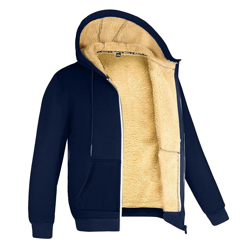 Image of Men's Zip-Up Fleece-Lined Hoodie