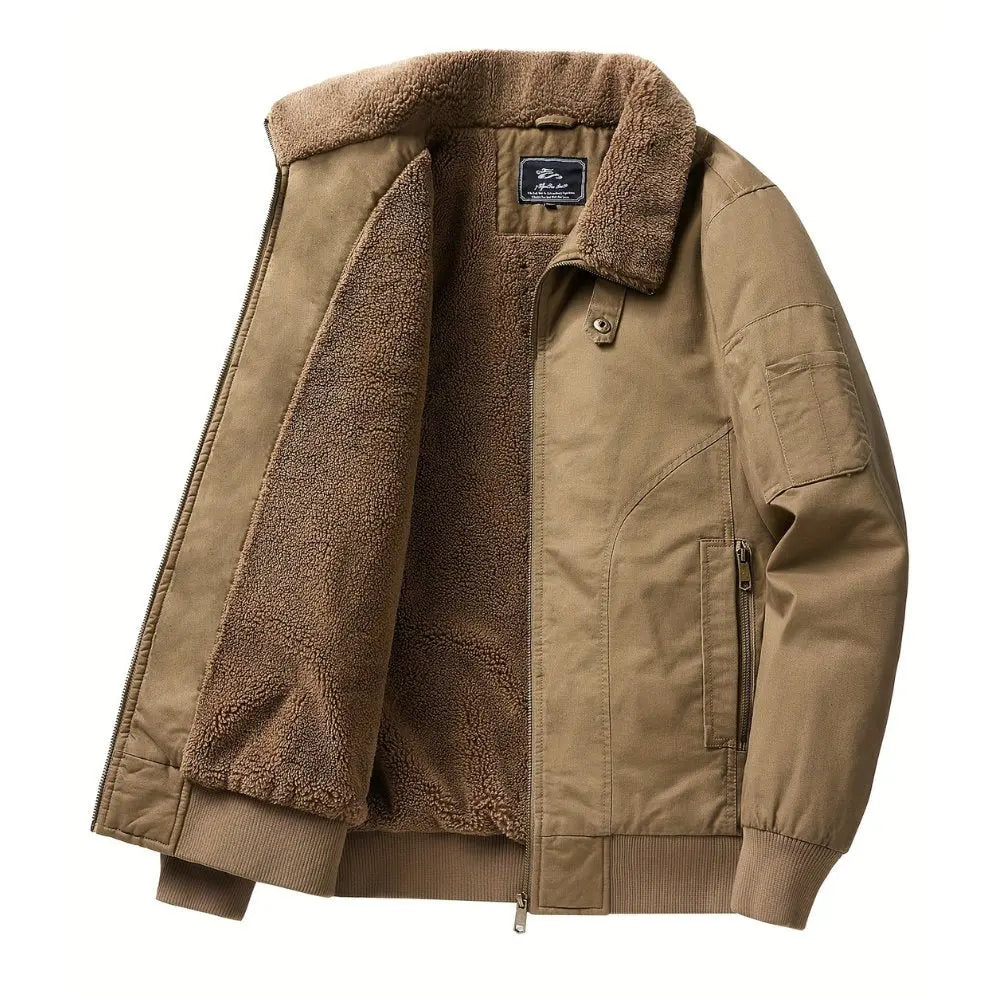 Men's Sherpa Collar Bomber Jacket Zip Front
