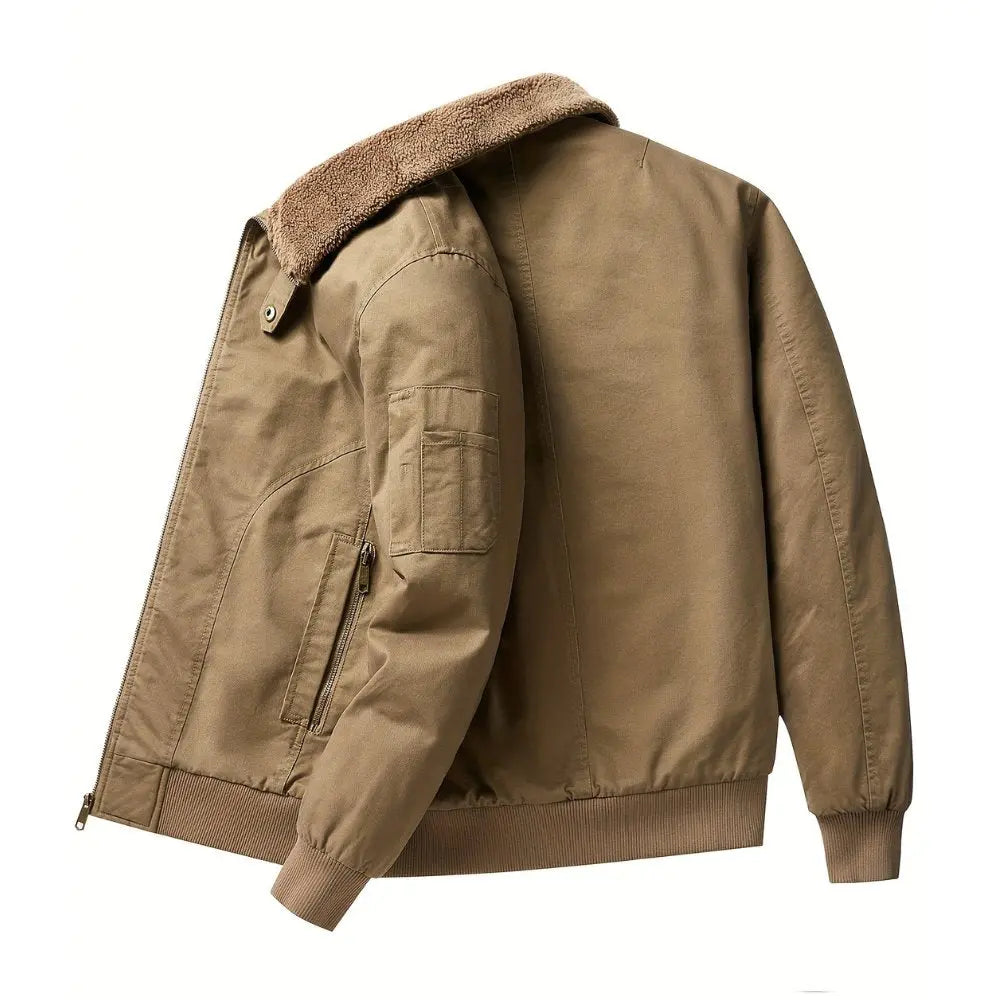 Men's Sherpa Collar Bomber Jacket Zip Front