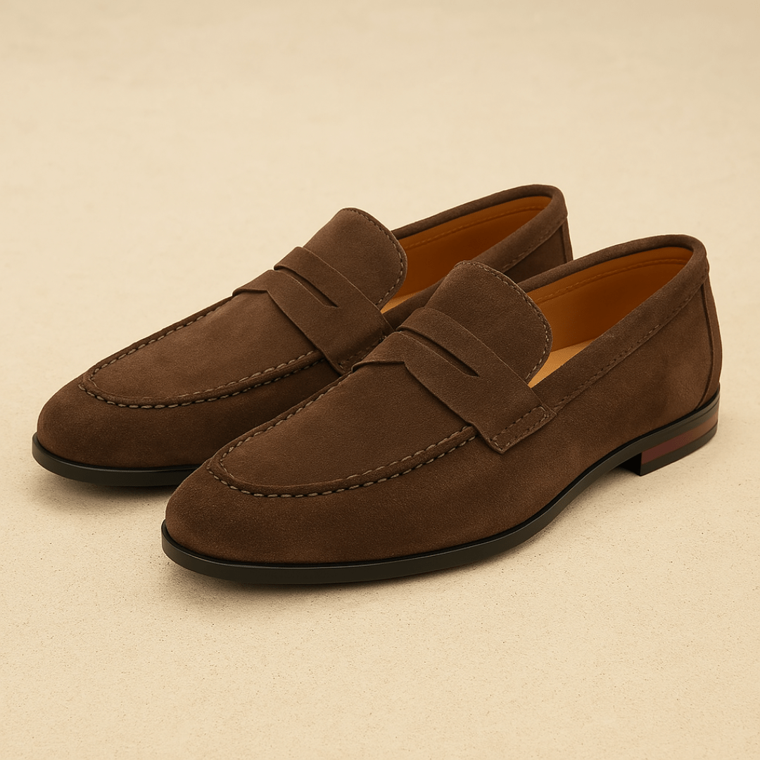 Pánské semišové penny loafers | Klasické elegantně ležérní nazouvací boty pro každodenní nošení i slavnostní příležitosti | Univerzální pánská obuv