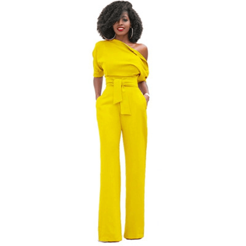 Women's Off-Shoulder Jumpsuit | Adjustable Waistband