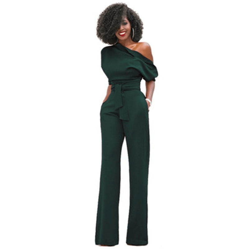 Women's Off-Shoulder Jumpsuit | Adjustable Waistband