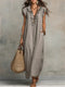 Women's Linen Cotton Maxi Dress | Bohemian Long Summer Dress with Pockets | Loose Fit Flowy Breathable Ruffle Dress