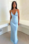 Vestido largo de satén para mujer | Vestido largo de satén de corte recto con cremallera lateral | Vestido versátil para la noche y ocasiones especiales