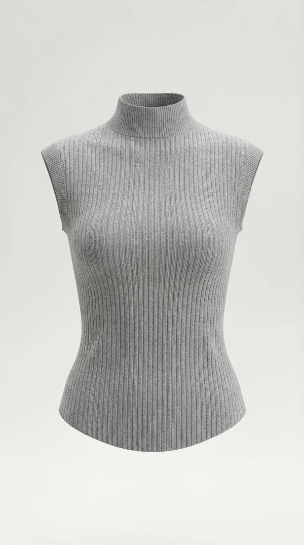 Jersey de cuello alto acanalado para mujer