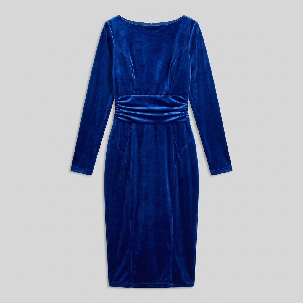 Robe de soirée moulante en velours pour femme | Robe de soirée à manches longues et col bateau, idéale pour les fêtes de Noël et les occasions hivernales