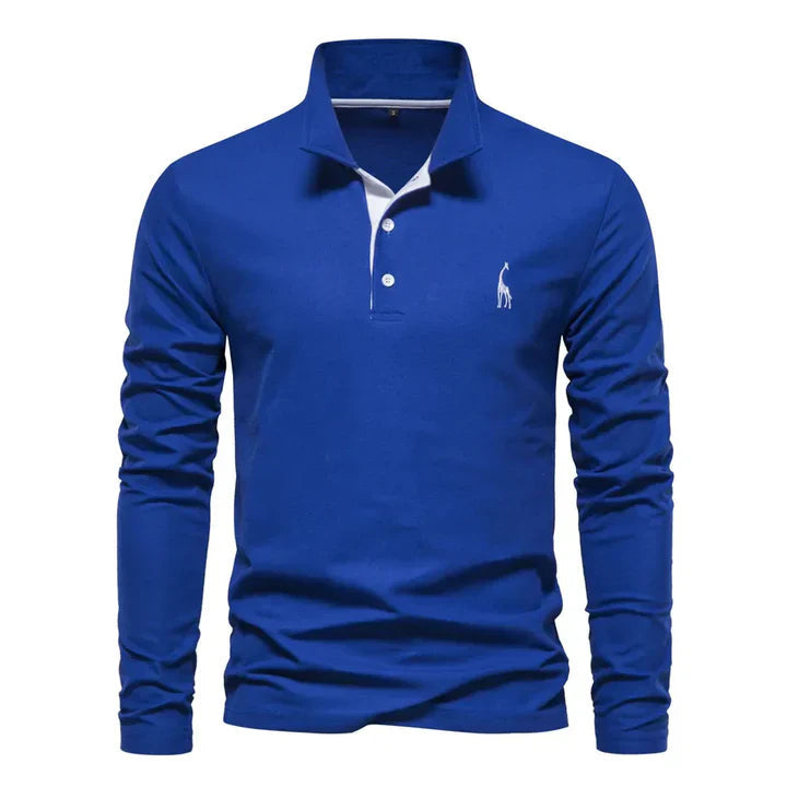 Men's Long Sleeve Polo Shirt | Breathable Cotton Regular Fit Casual Top | Classic Button Placket Long Sleeved Shirt