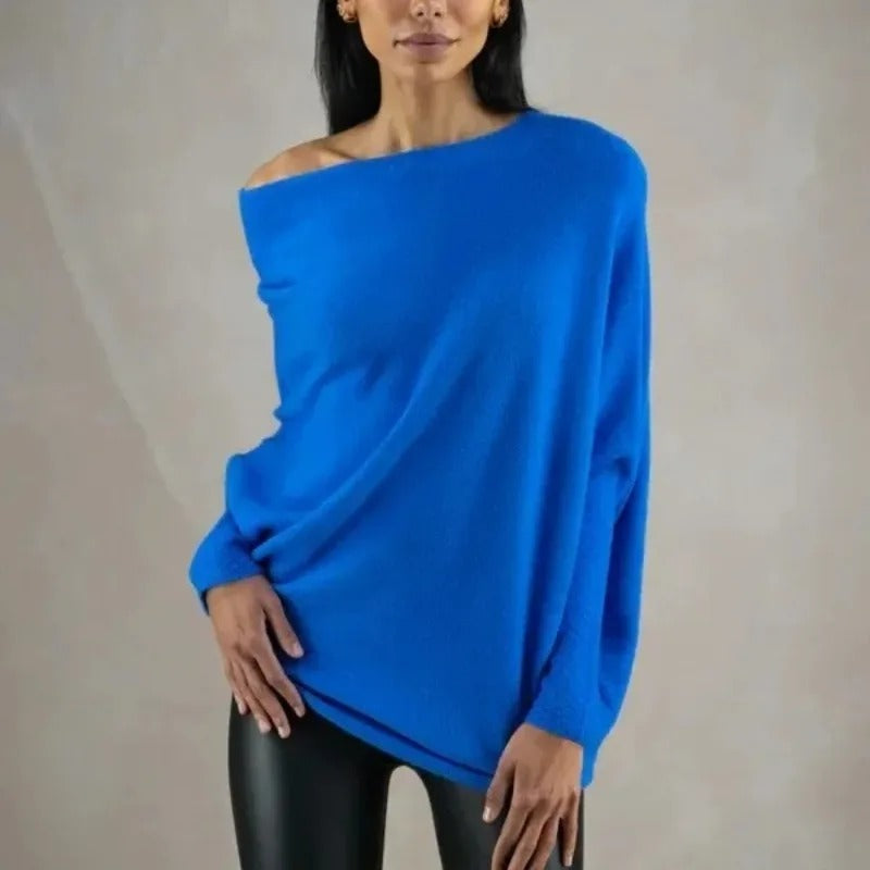 Jersey asimétrico | Mezcla de cachemira | Elegante y cómodo