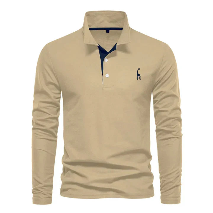 Men's Long Sleeve Polo Shirt | Breathable Cotton Regular Fit Casual Top | Classic Button Placket Long Sleeved Shirt