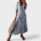 Robe longue bohème pour femme | Robe d'été légère à imprimé, avec cordon de serrage ajustable à la taille et coupe fluide, idéale pour la plage ou la ville