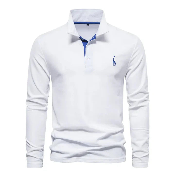 Men's Long Sleeve Polo Shirt | Breathable Cotton Regular Fit Casual Top | Classic Button Placket Long Sleeved Shirt