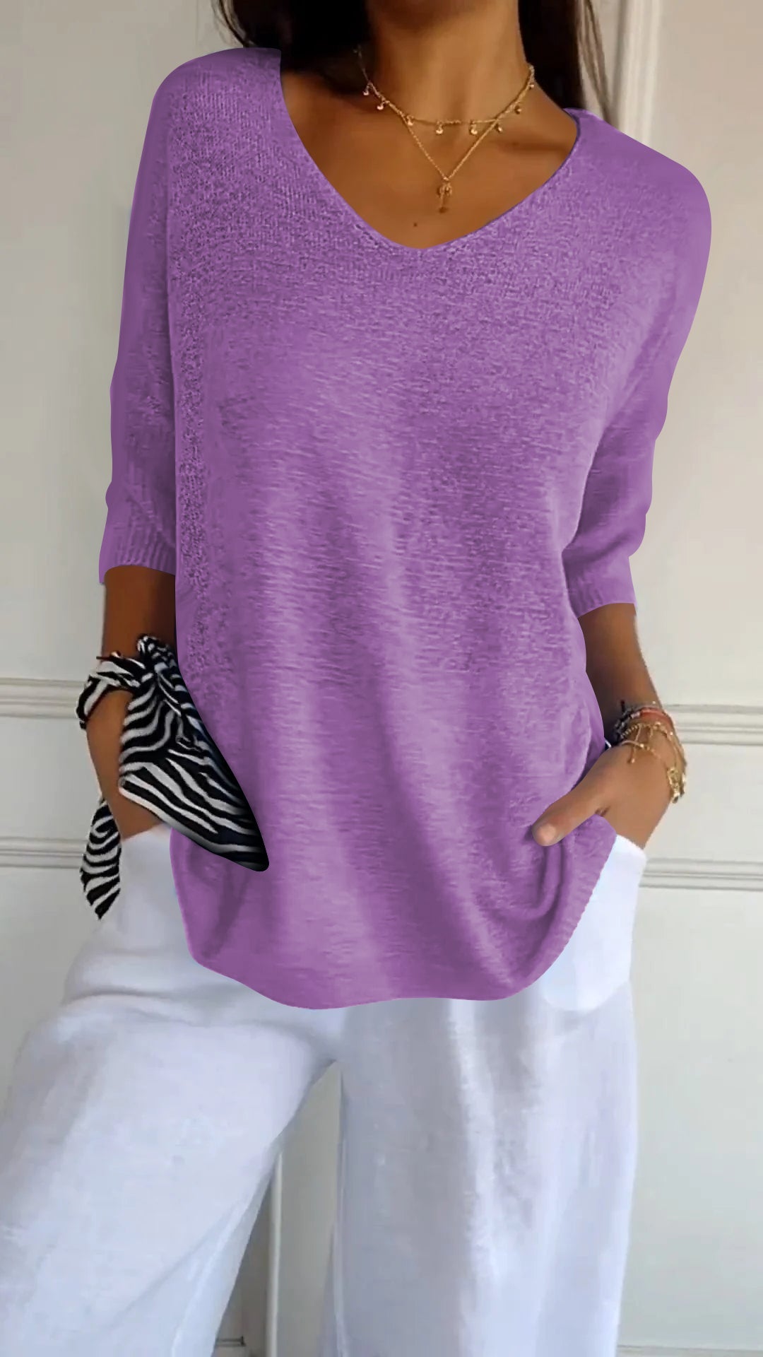 Image of Women's ¾ Sleeve V-Neck Top