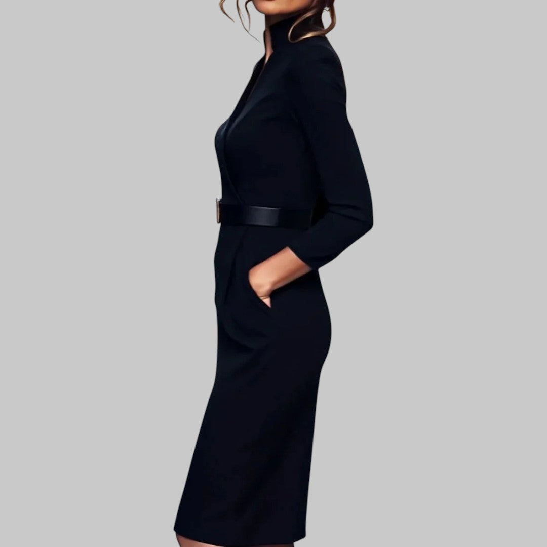 Image of Women's Belted Bodycon Midi Dress