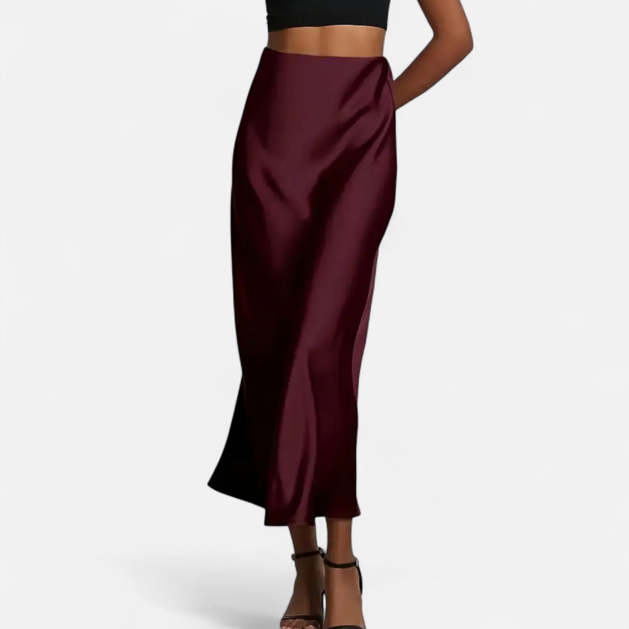 Image of Women's High-Waisted A-Line Midi Skirt