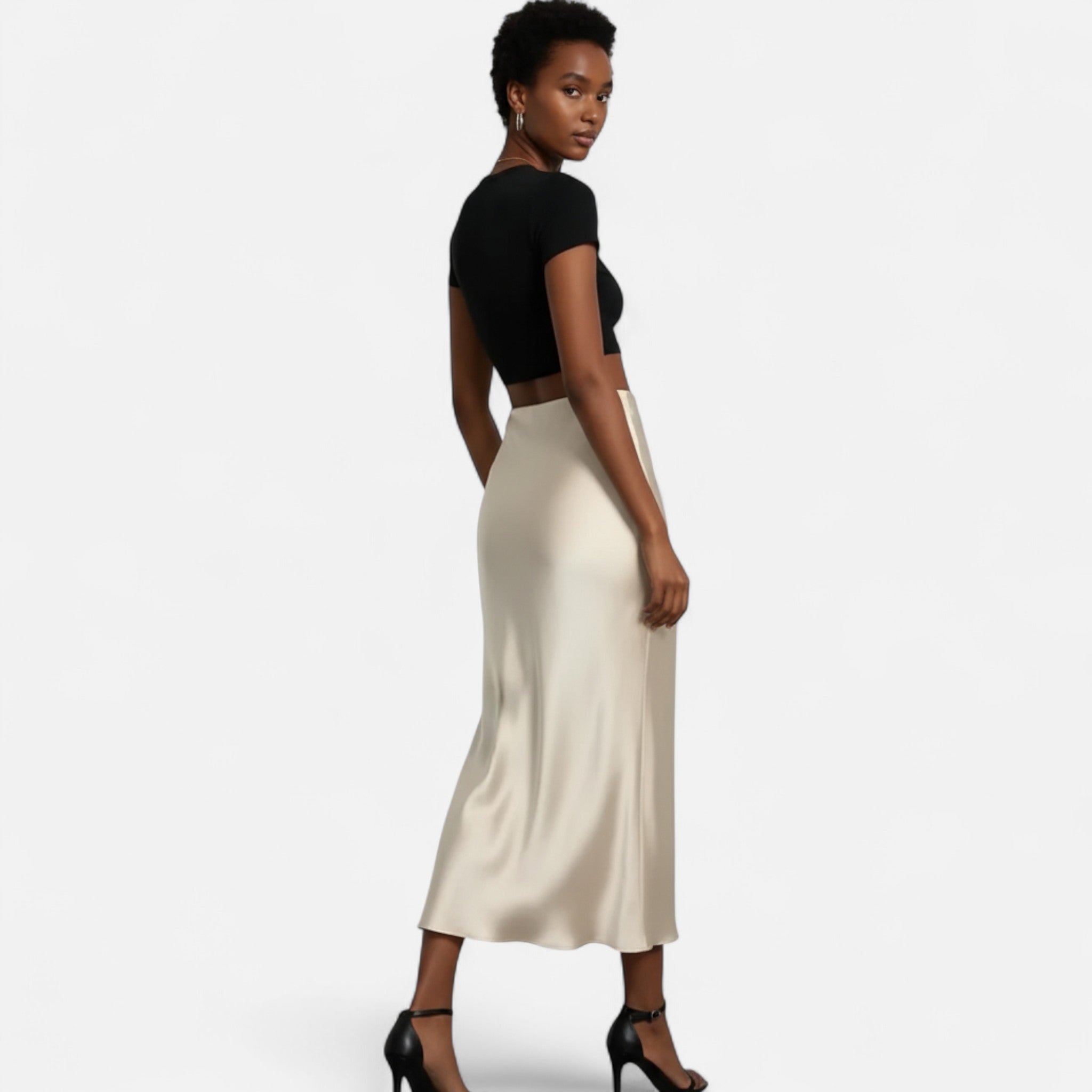 Image of Women's High-Waisted A-Line Midi Skirt