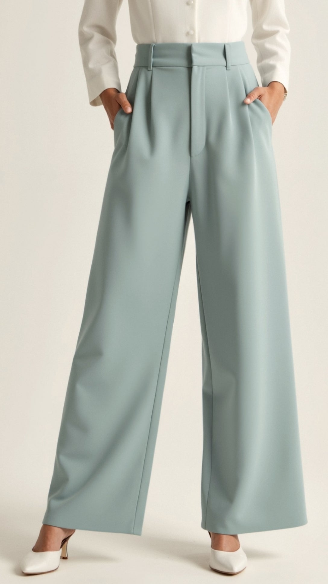 Image of Women's High-Waisted Pleated Wide Leg Pants