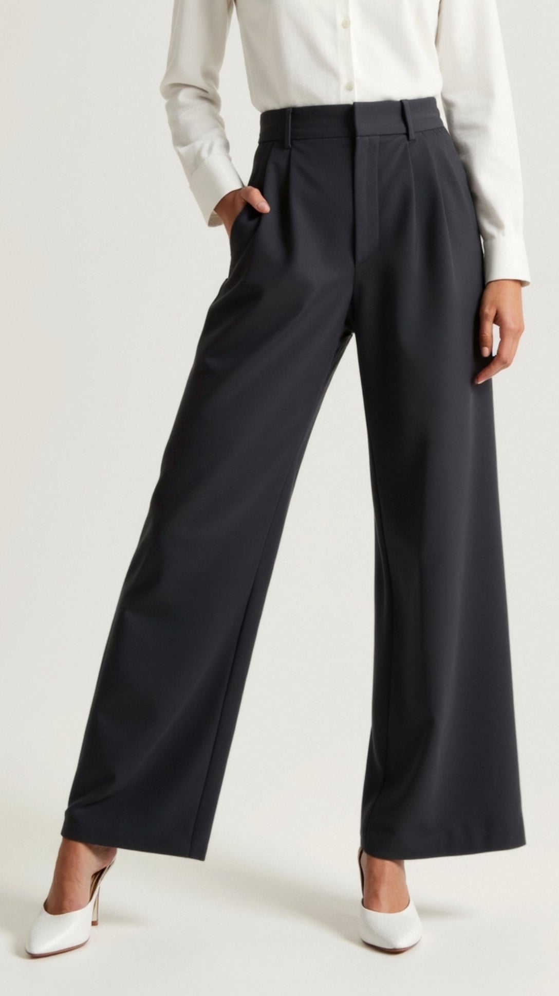 Image of Women's High-Waisted Pleated Wide Leg Pants