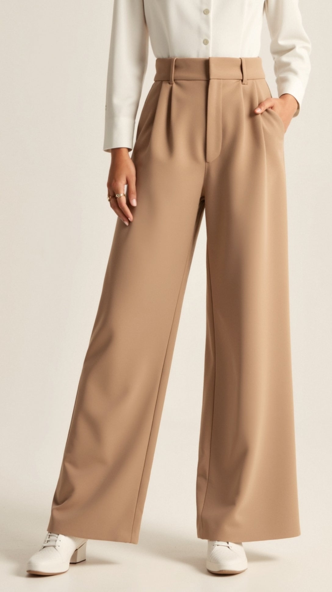 Image of Women's High-Waisted Pleated Wide Leg Pants