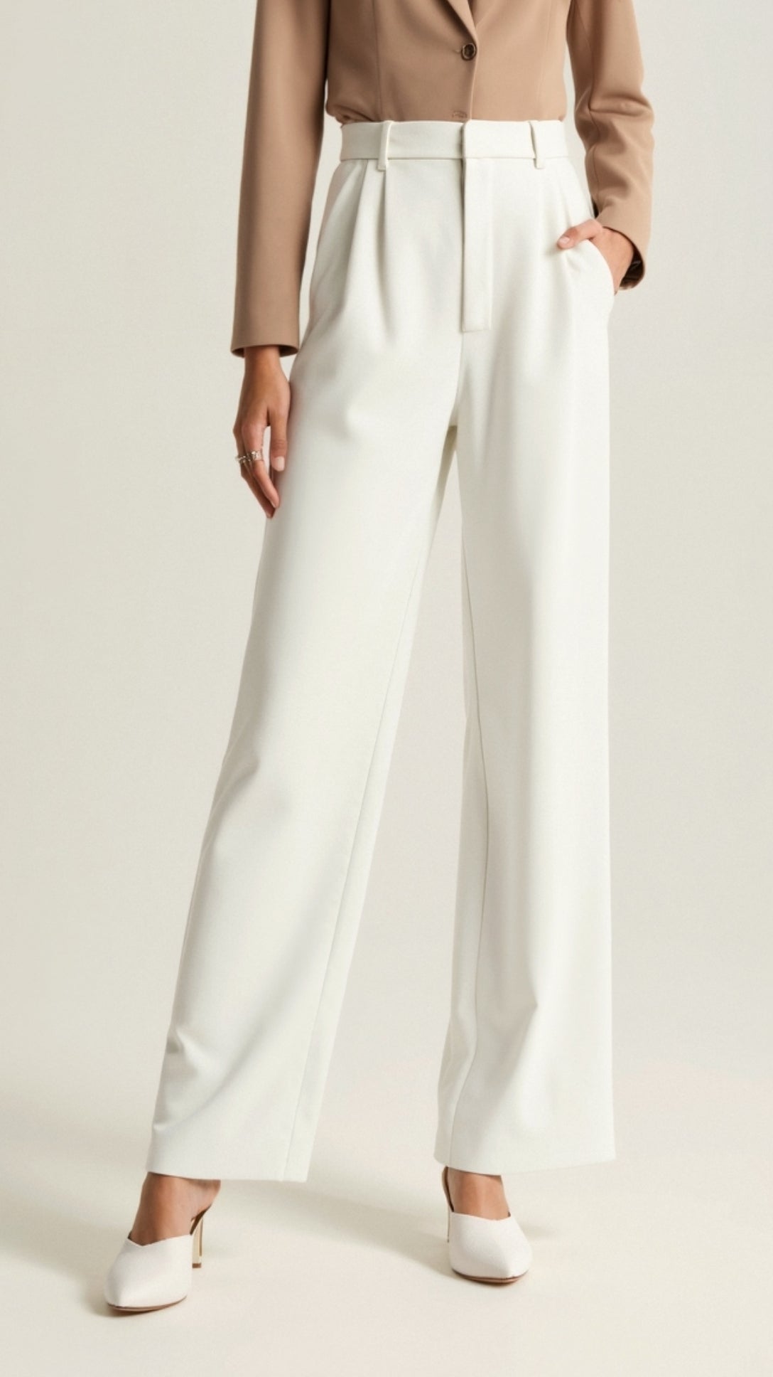 Image of Women's High-Waisted Pleated Wide Leg Pants