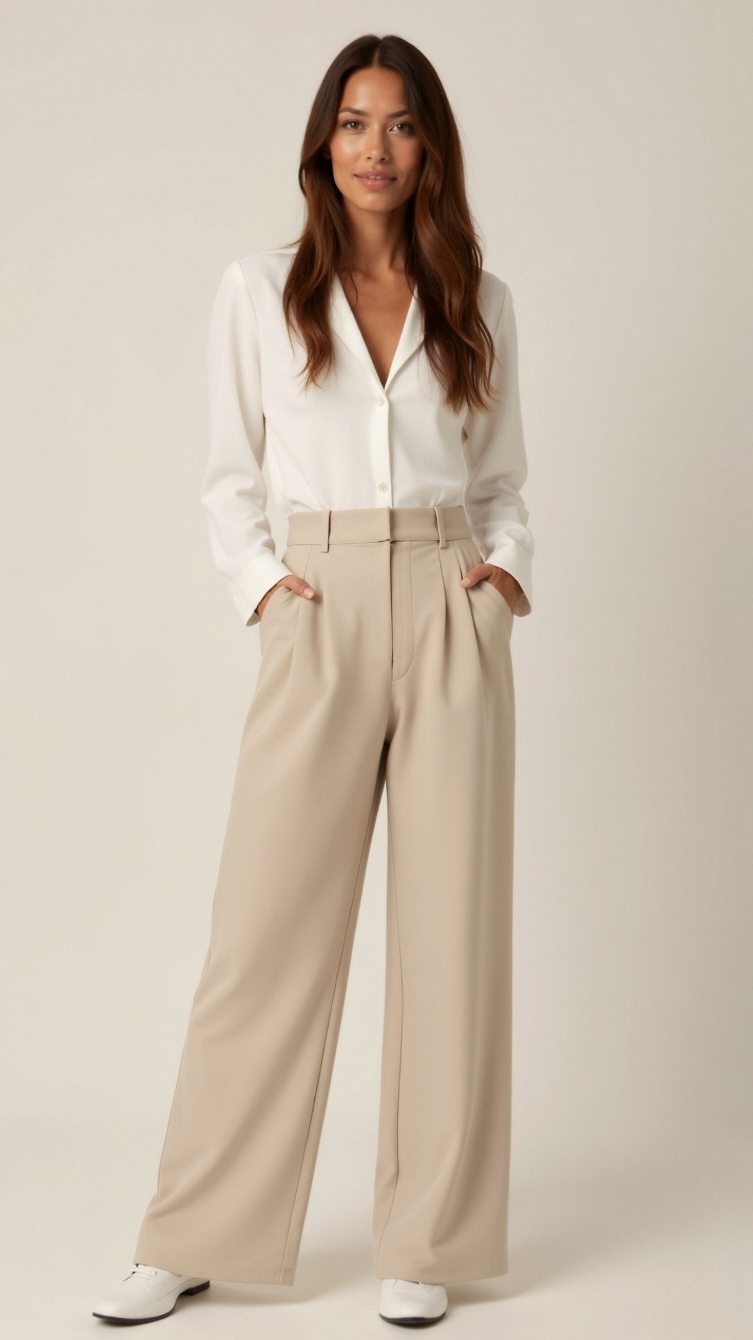 Image of Women's High-Waisted Pleated Wide Leg Pants