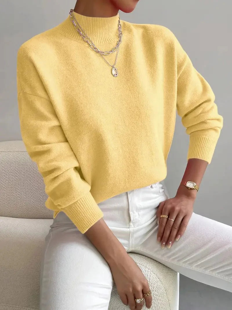 Image of Women's Mock Neck Ribbed Knit Sweater