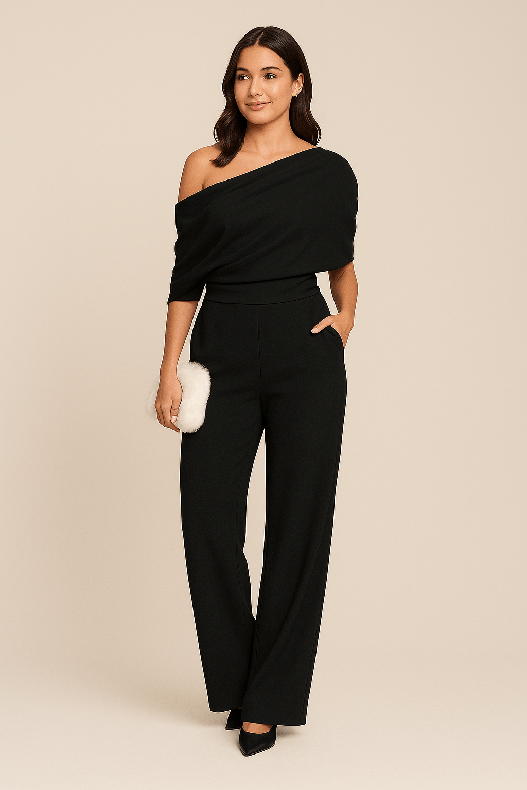 Image of Women's One-Shoulder Wide Leg Jumpsuit