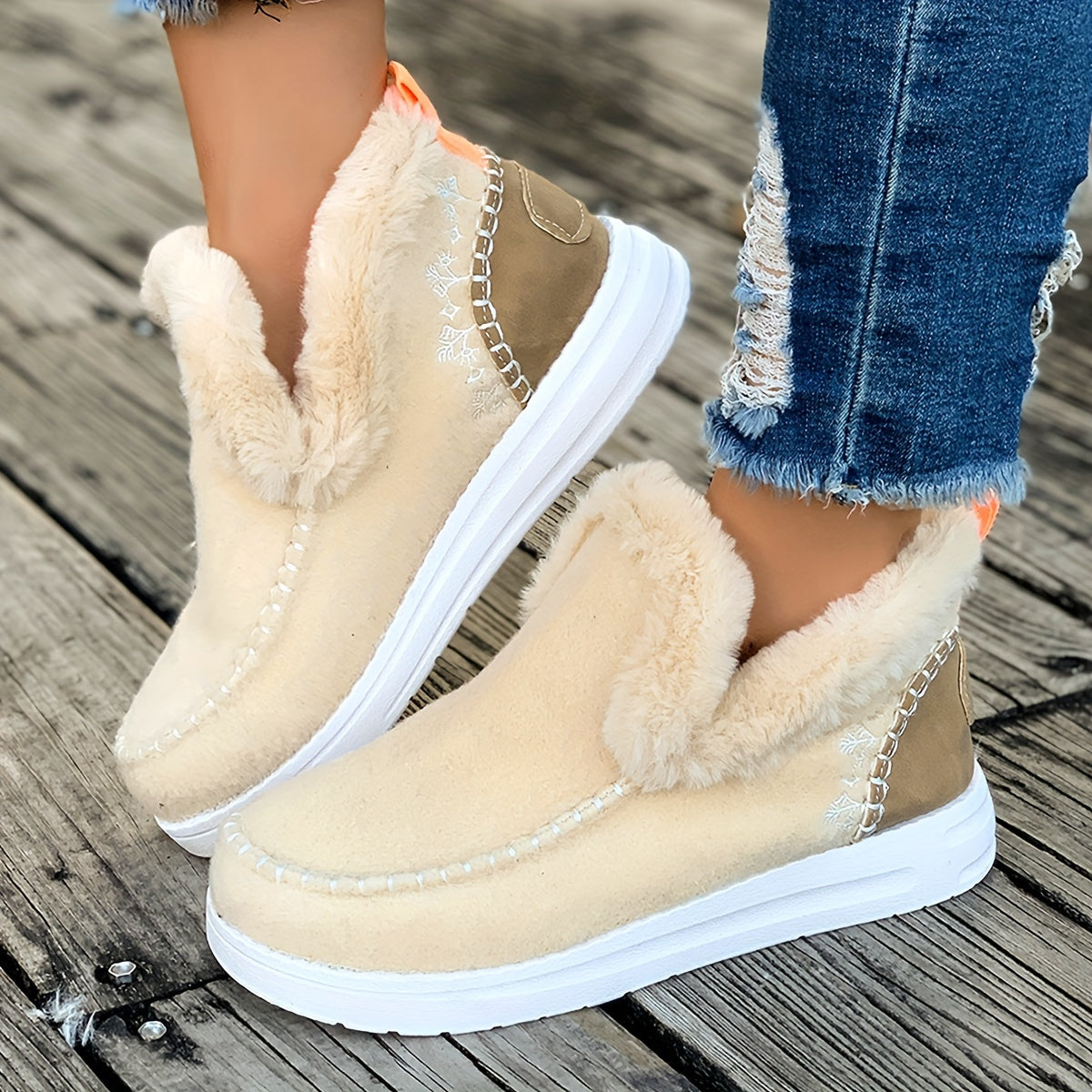 Image of Women's Slip-on Faux Fur Slippers