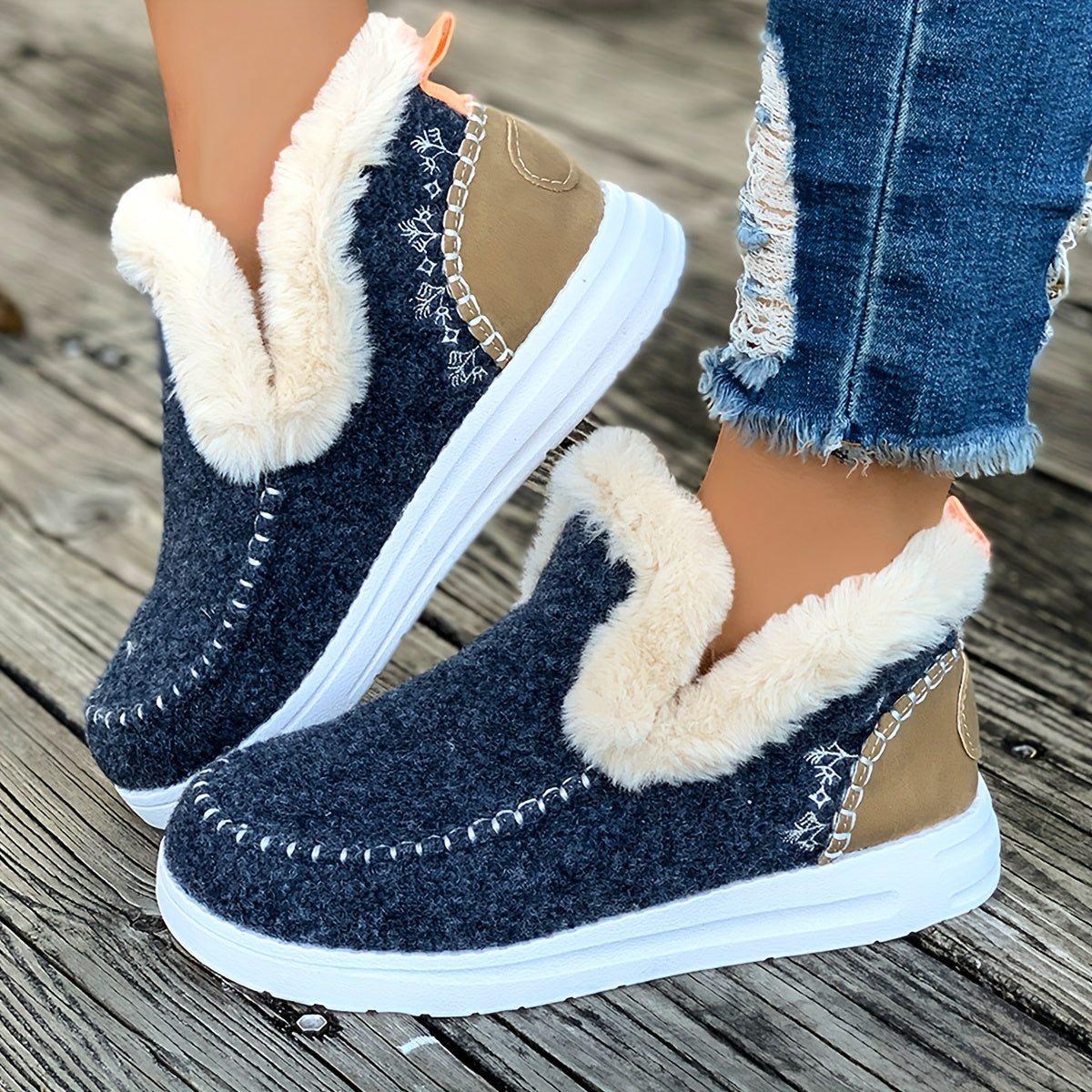 Image of Women's Slip-on Faux Fur Slippers