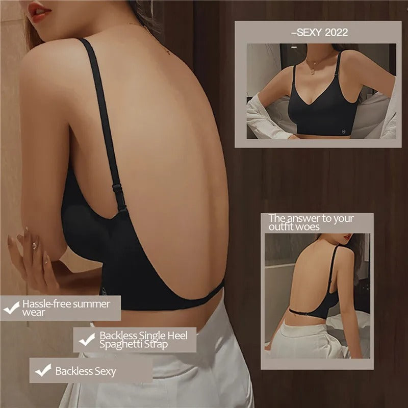 Image of Women's Strappy Backless Wireless Bra