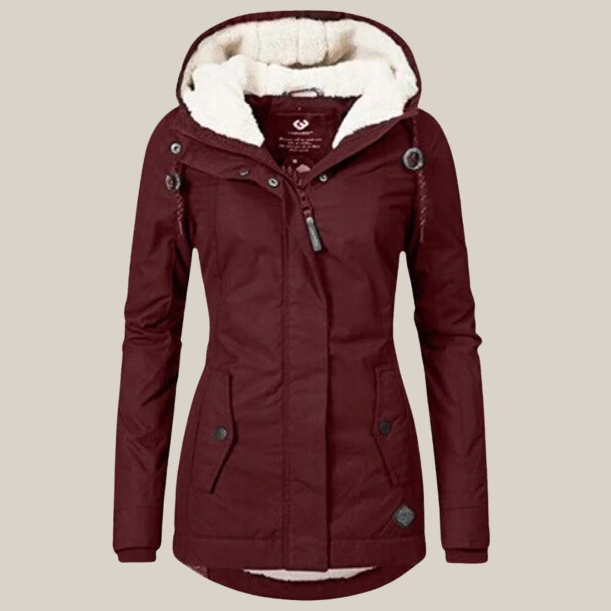 Women's sherpa-lined hooded quilted jacket fleece winter coat