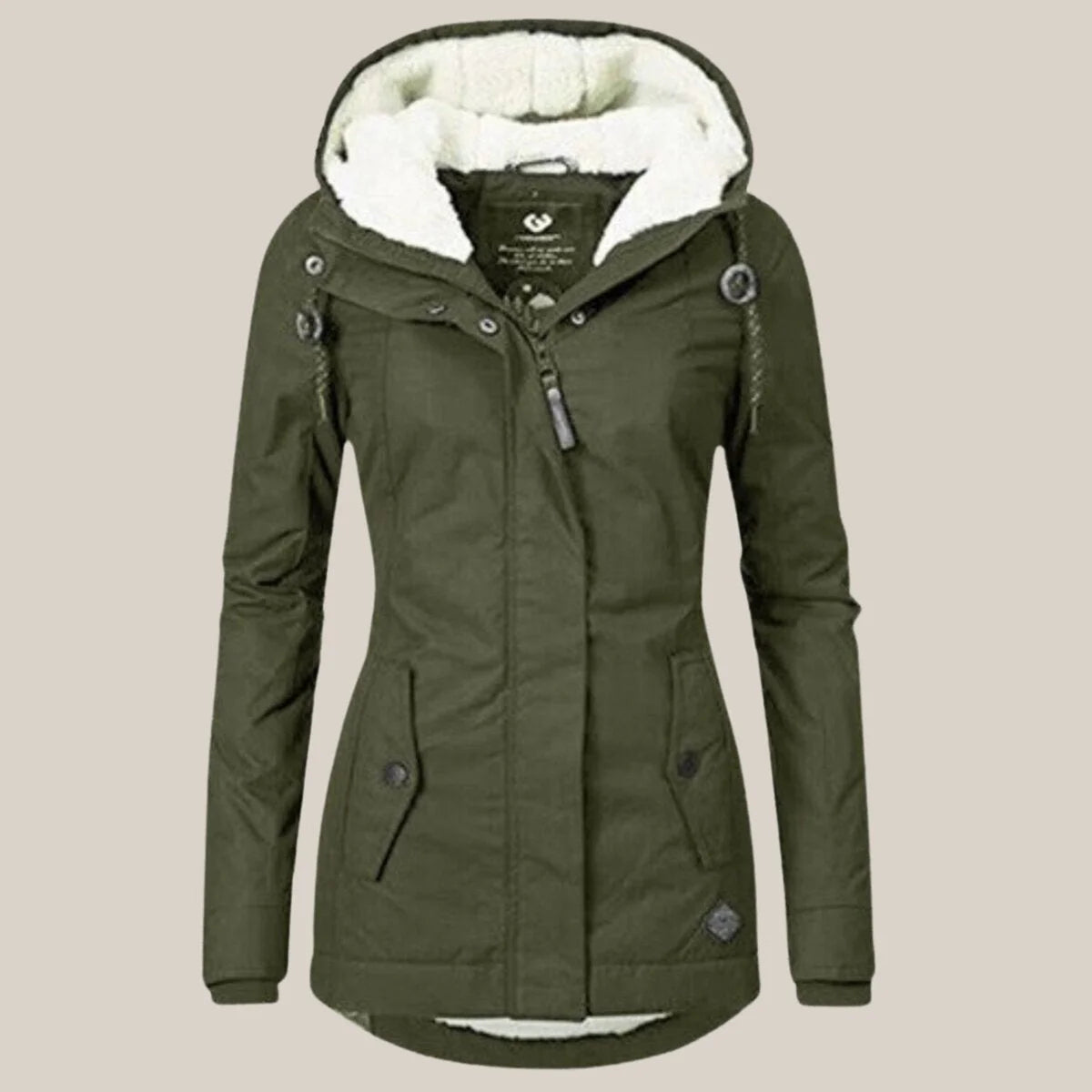 Women's sherpa-lined hooded quilted jacket fleece winter coat
