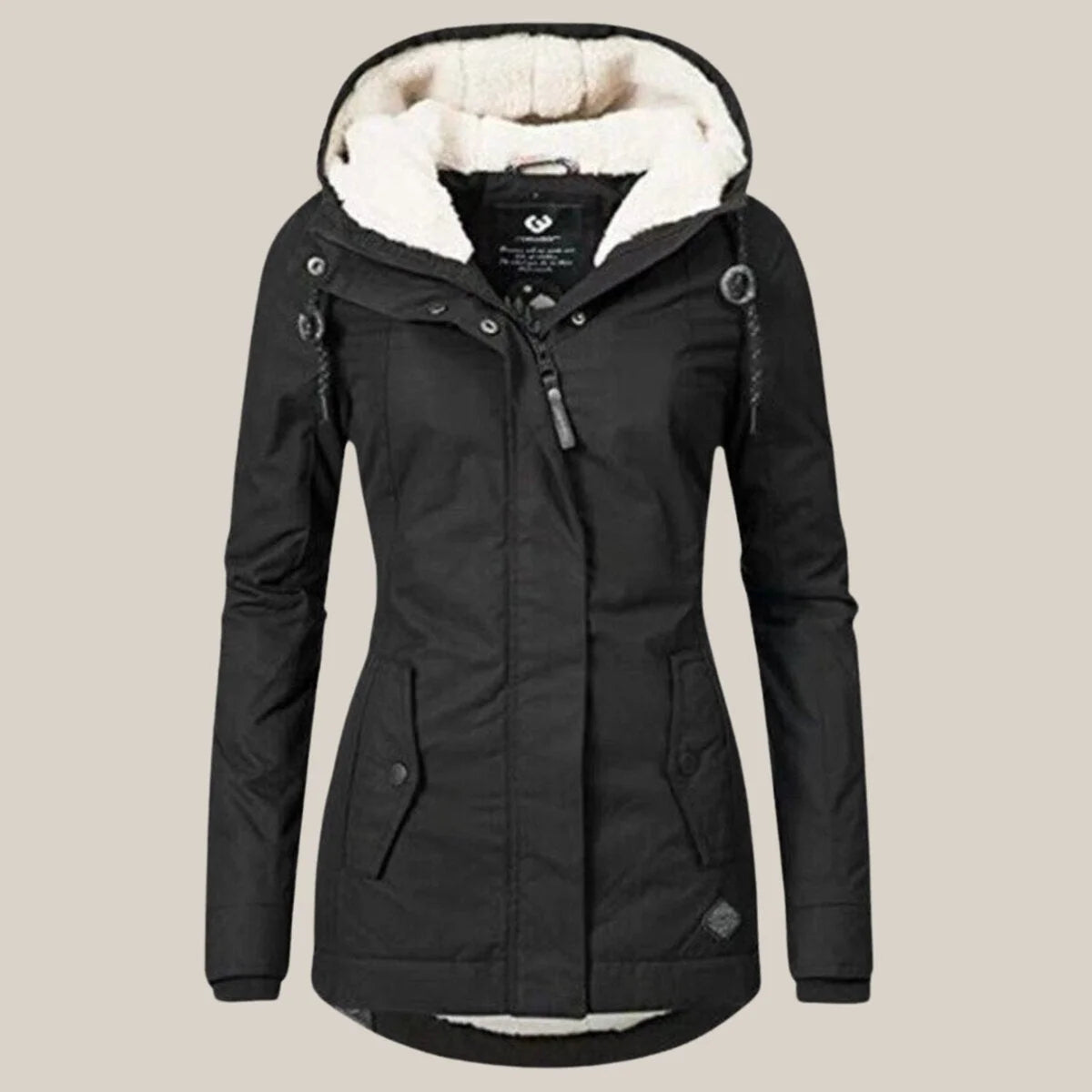 Women's sherpa-lined hooded quilted jacket fleece winter coat