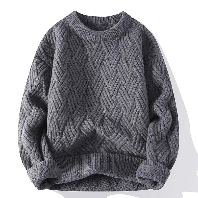 Textured Crewneck Sweater for Men - Image 1